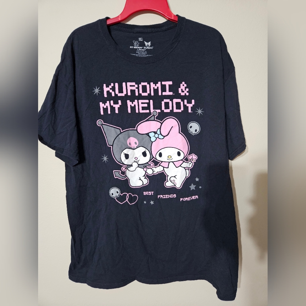 Kuromi & My Melody Black Graphic Tee size XL